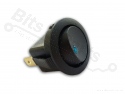 Switch rocker snap-in on/off round black with blue LED indication